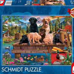 Schmidt Dog Family by the Lake Jigsaw Puzzle (1000 Pieces)