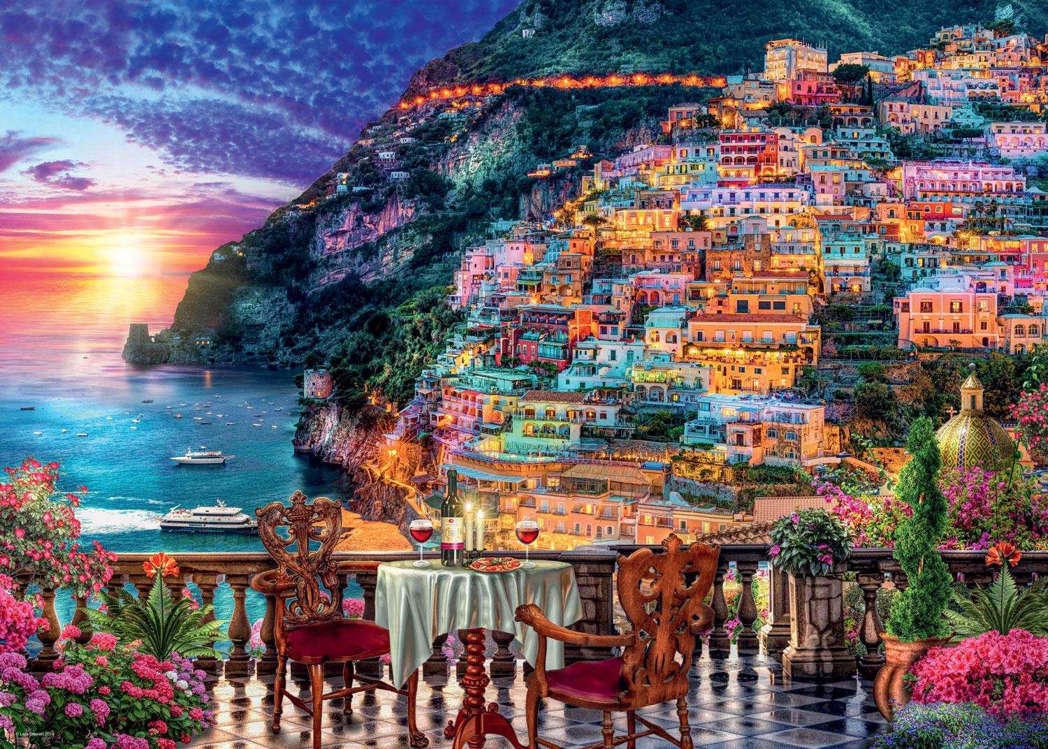 Ravensburger Dinner in Positano, Italy Jigsaw Puzzle (1000 Pieces) DAMAGED BOXQ