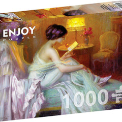 Enjoy Reading at Lamp Light Jigsaw Puzzle (1000 Pieces)