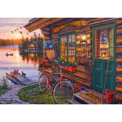 Schmidt Darrell Bush: Lakeside Cabin with Bike Jigsaw Puzzle (1000 Pieces)