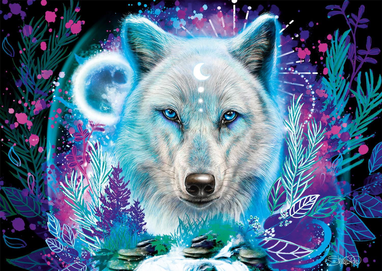 Schmidt Sheena Pike Neon Arctic Wolf Jigsaw Puzzle (1000 Pieces)