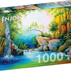 Enjoy In the Woods near the Waterfall Jigsaw Puzzle (1000 Pieces)