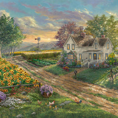 Schmidt Kinkade Sunflower Fields Jigsaw Puzzle (1000 Pieces)