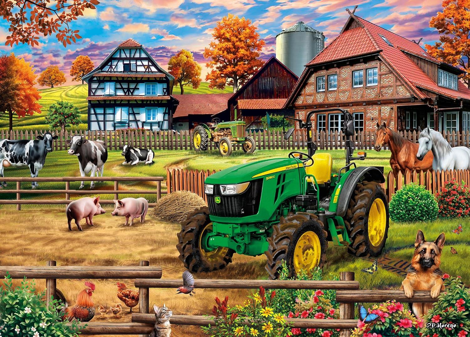 Schmidt John Deere: Farm with 5050E Tractor Jigsaw Puzzle (1000 Pieces)