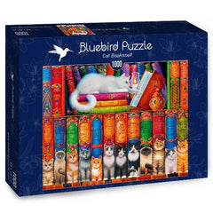 Bluebird Cat Bookshelf Jigsaw Puzzle (1000 Pieces)