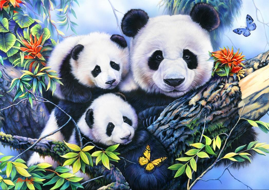 Bluebird Panda Family Jigsaw Puzzle (1000 Pieces)