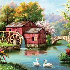 Art Puzzle Red Old Mill Jigsaw Puzzle (1000 Pieces)