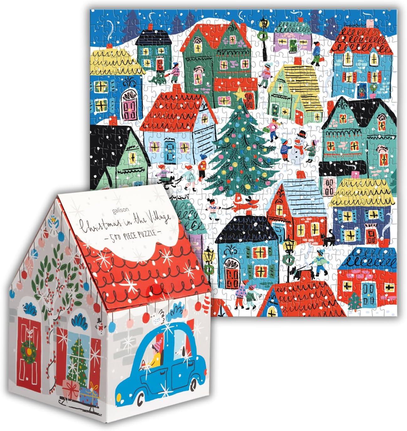 Galison Christmas in the Village House Jigsaw Puzzle (500 Pieces) DAMAGED BOX