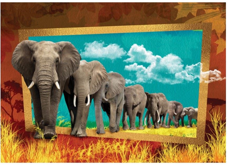Art Puzzle Elephants Jigsaw Puzzle (1000 Pieces) - DAMAGED