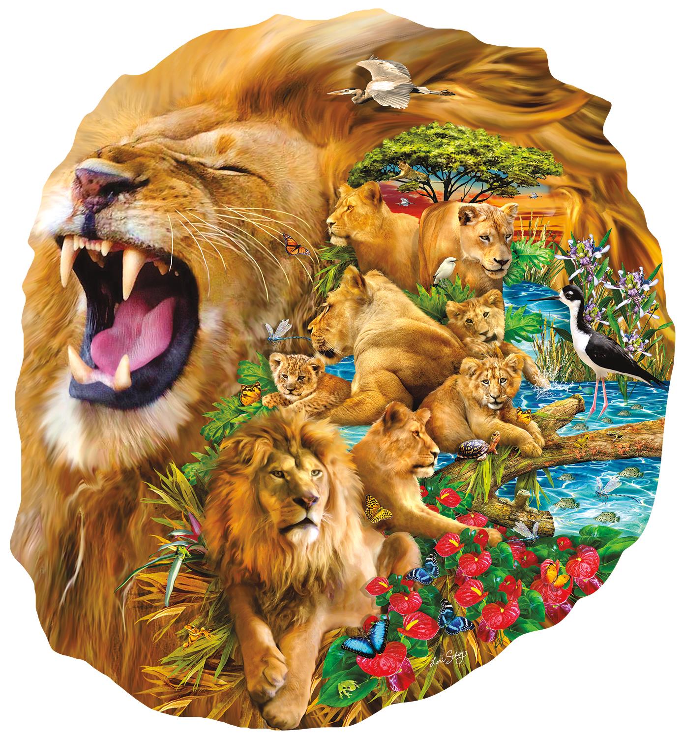 Sunsout Lion Family - Lori Schory Shaped Jigsaw Puzzle (600 Pieces)