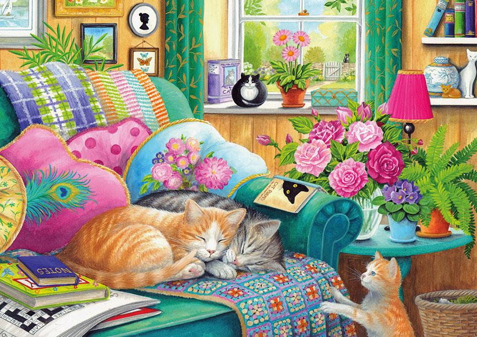 Otter House Cat Naps  Jigsaw Puzzle (500 XL Extra Large Pieces)