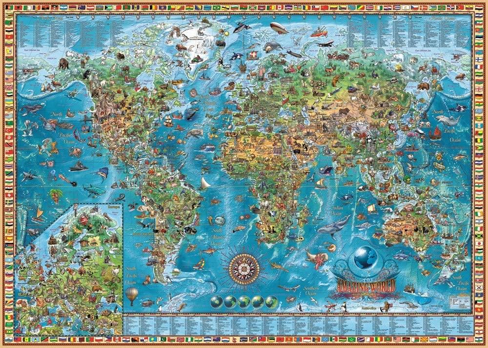  Educa Political Map of The World Puzzle, 1500-Piece : Toys &  Games