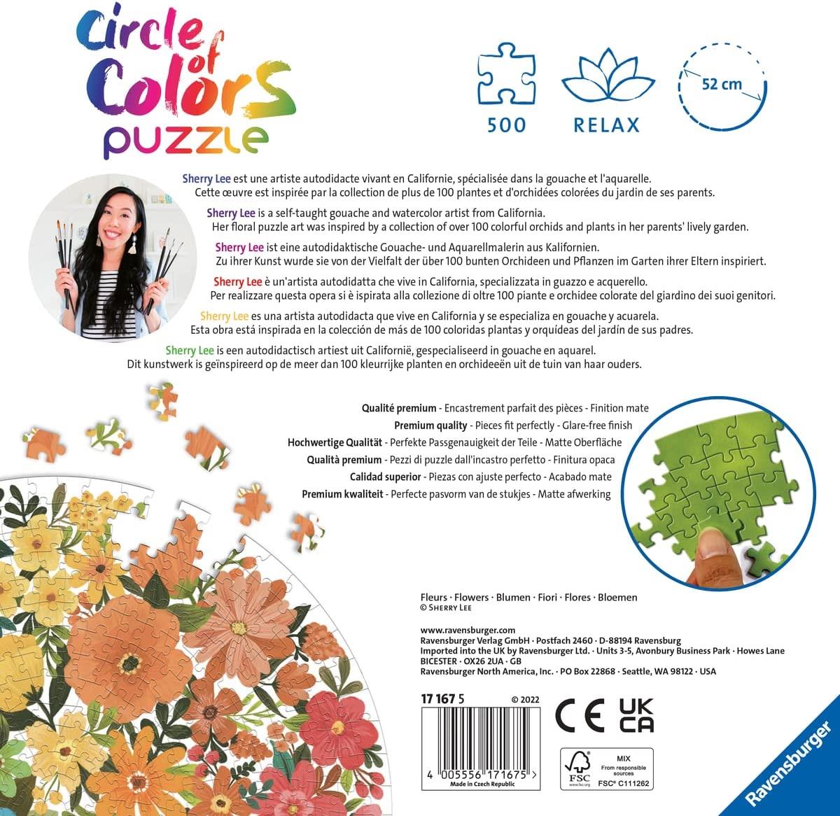 Ravensburger Flowers Circles of Colours Circular Jigsaw Puzzle (500 Pieces)