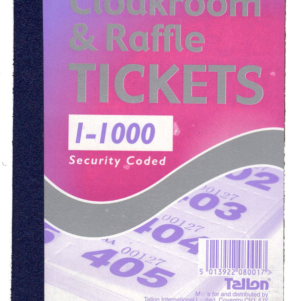 Book of 1000 Raffle / Cloakroom Tickets