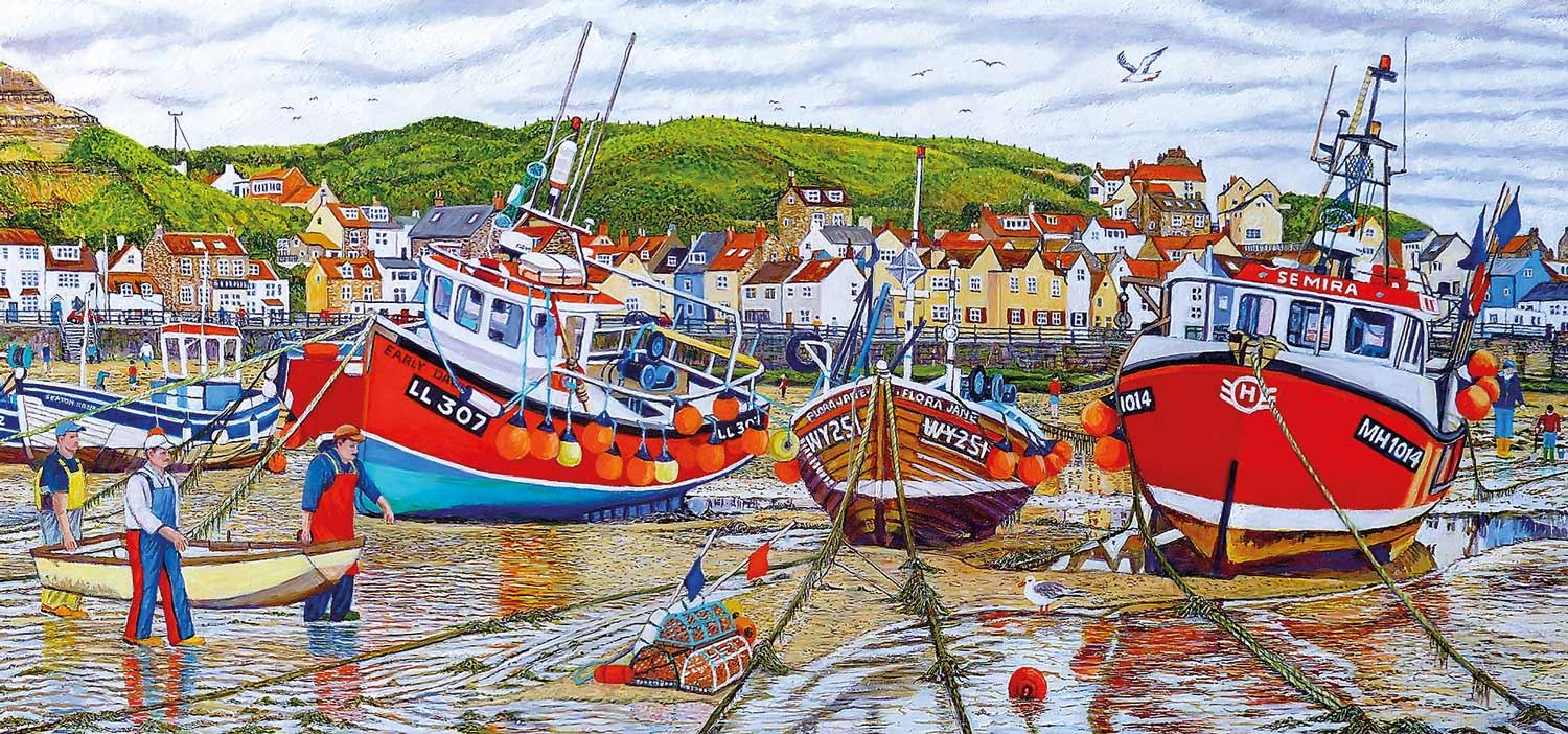 Gibsons Seagulls At Staithes Jigsaw Puzzle (636 pieces)