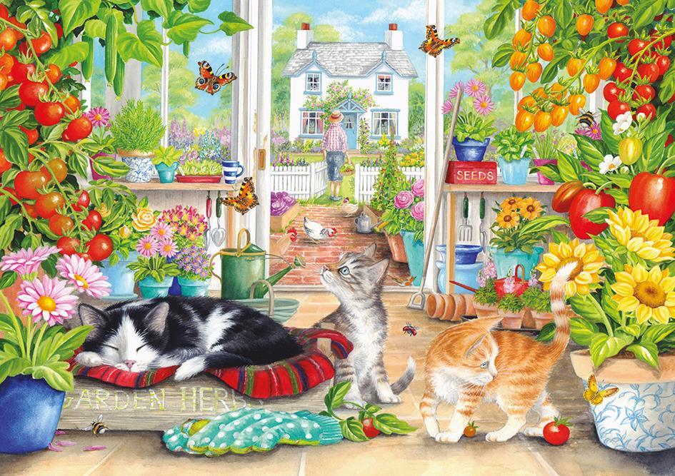 Otter House Greenhouse Cats Jigsaw Puzzle (1000 Pieces)