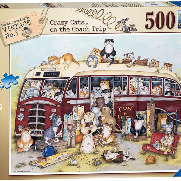 Ravensburger Crazy Cats on the Coach Trip  Jigsaw Puzzle (500 Pieces)