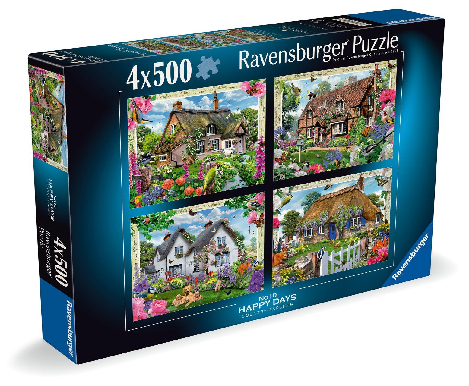 Ravensburger Happy Days No 10, Country Gardens Jigsaw Puzzles (4 x 500 Pieces)