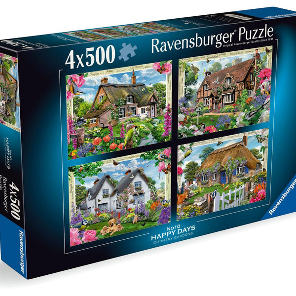 Ravensburger Happy Days No 10, Country Gardens Jigsaw Puzzles (4 x 500 Pieces)