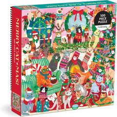 Galison Merry Catmas! Jigsaw Puzzle (500 Pieces)