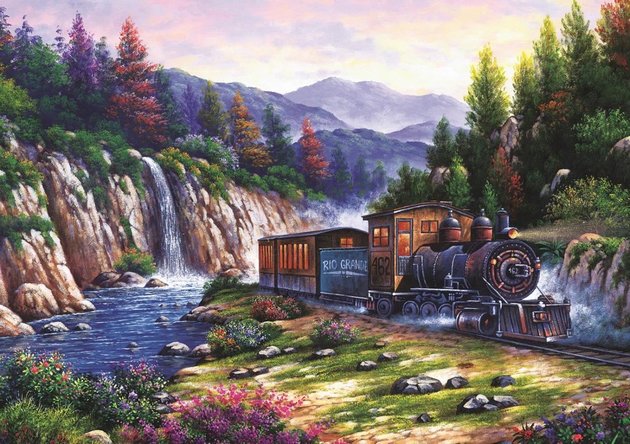 Art Puzzle Travelling by Train Jigsaw Puzzle (1000 Pieces)