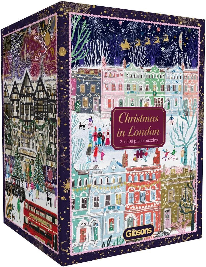 Gibsons Christmas in London Jigsaw Puzzles  in Gift Box (3 x 500 Pieces)