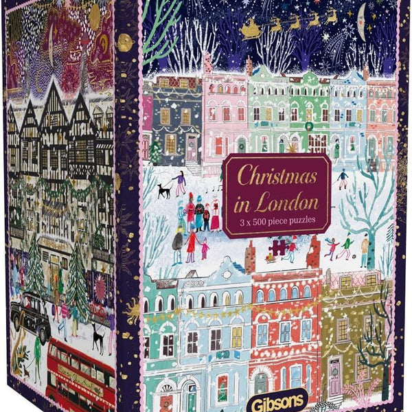 Gibsons Christmas in London Jigsaw Puzzles  in Gift Box (3 x 500 Pieces)