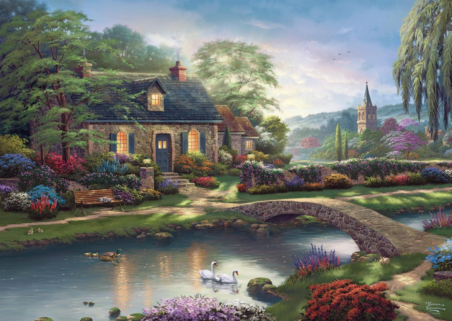 Schmidt Kinkade Stoney Creek Cottage Jigsaw Puzzle (1000 Pieces) DAMAGED BOX