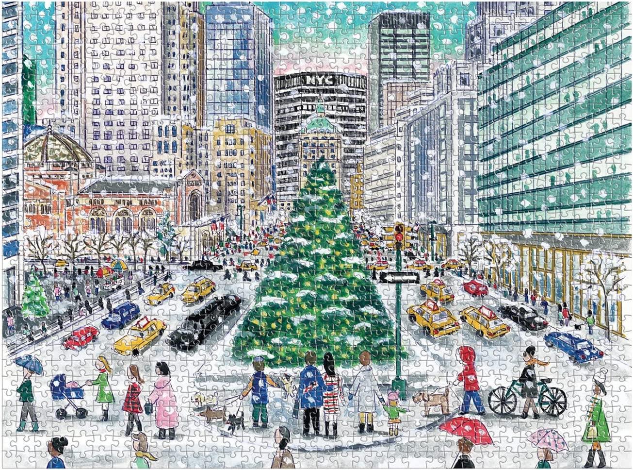 Galison Snowfall on Park Avenue, Michael Storrings Jigsaw Puzzle (1000 Pieces) DAMAGED