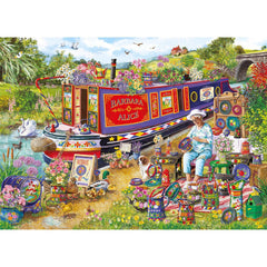 Gibsons Canal Boat Blooms Jigsaw Puzzle (1000 Pieces)