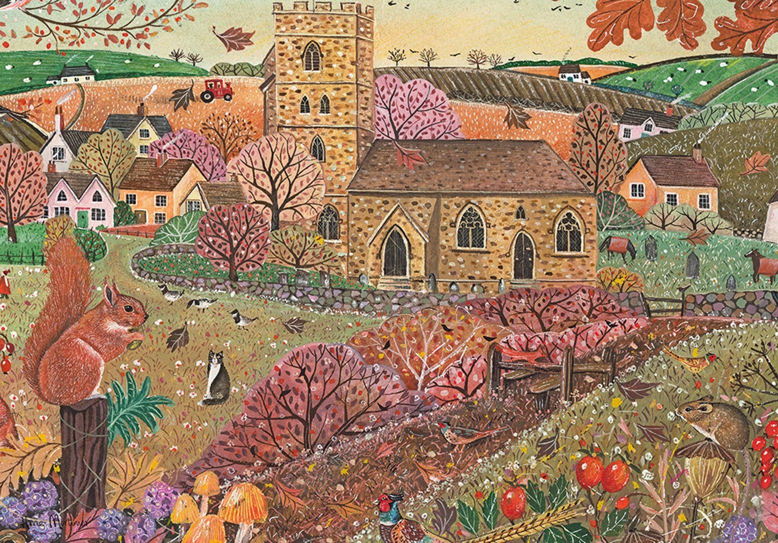 Otter House Autumn Village Jigsaw Puzzle (500 Pieces)