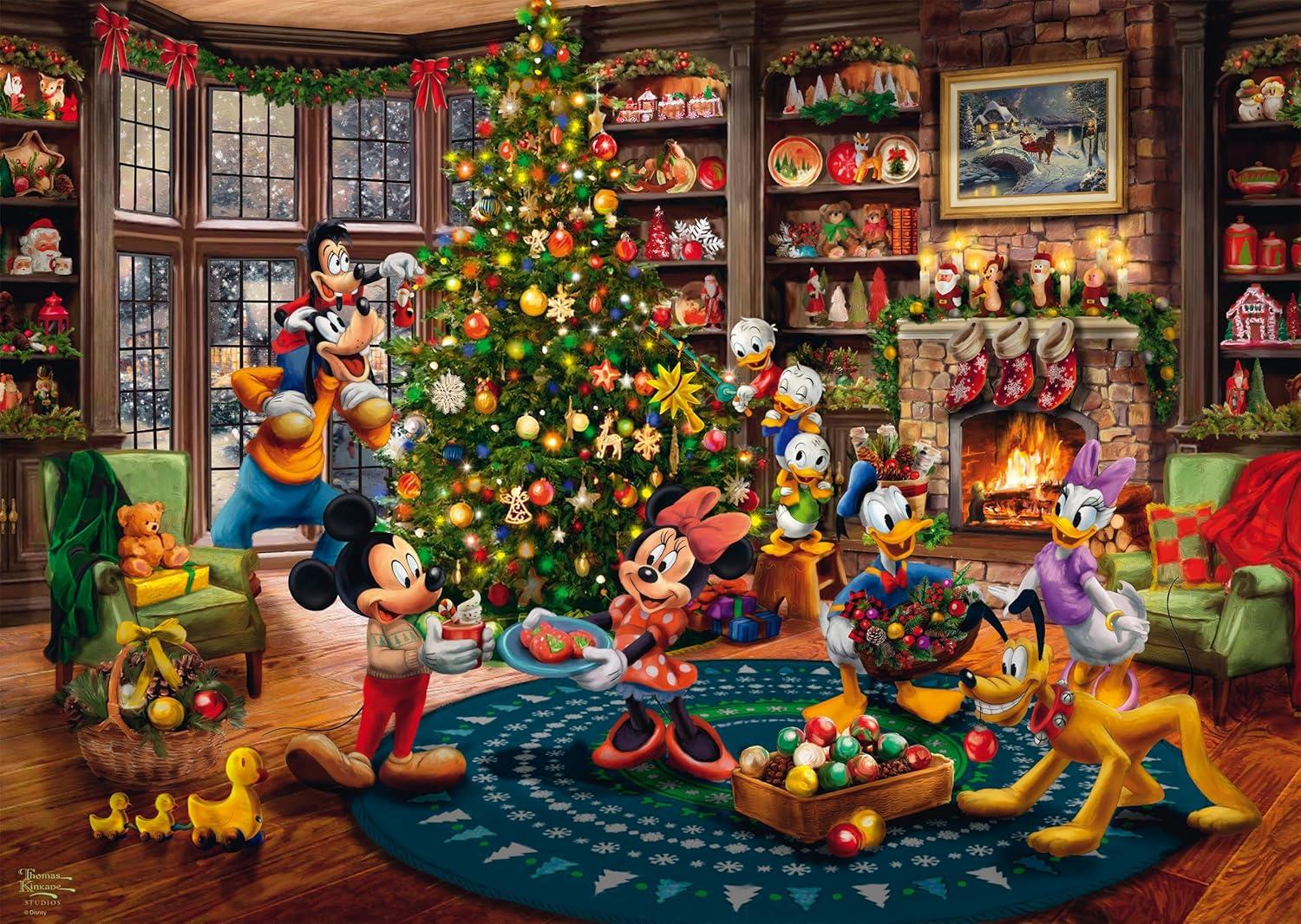 Schmidt Thomas Kinkade Disney Mickey & Minnie Trimming The Tree Jigsaw Puzzle (1000 Pieces)