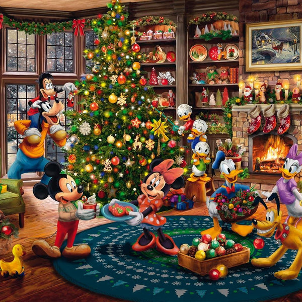 Schmidt Thomas Kinkade Disney Mickey & Minnie Trimming The Tree Jigsaw Puzzle (1000 Pieces)