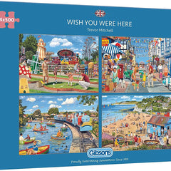 Gibsons Wish You Were Here Jigsaw Puzzles (4 x 500 Pieces)