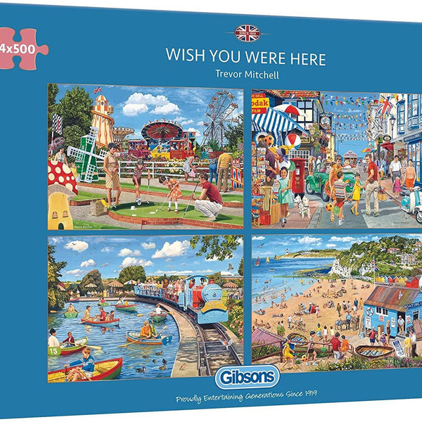 Gibsons Wish You Were Here Jigsaw Puzzles (4 x 500 Pieces)