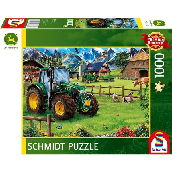 Schmidt John Deere: Alpine Pasture with 6120M Tractor Jigsaw Puzzle (1000 Pieces)