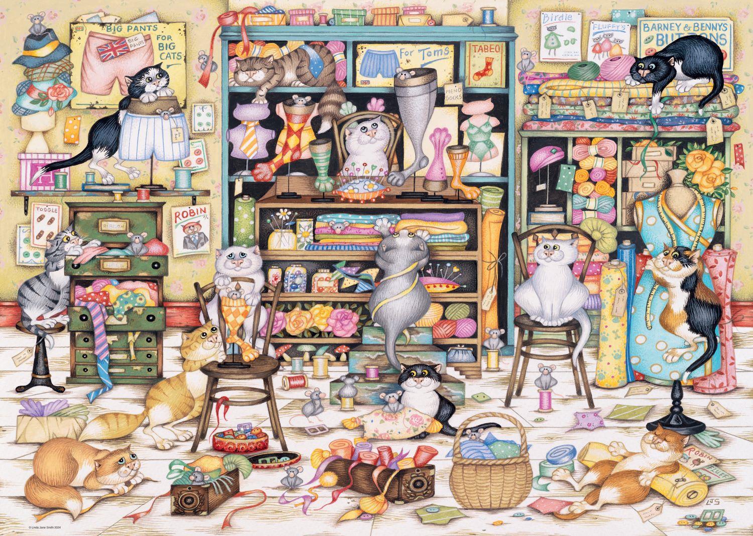 Ravensburger Crazy Cats Mrs Hardwick's Haberdashery Jigsaw Puzzle (1000 Pieces)