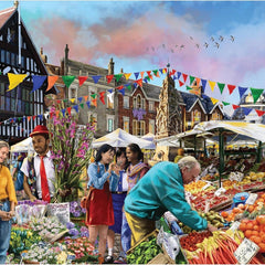 Falcon Deluxe Saffron Walden Market Jigsaw Puzzle (1000 Pieces) DAMAGED BOX