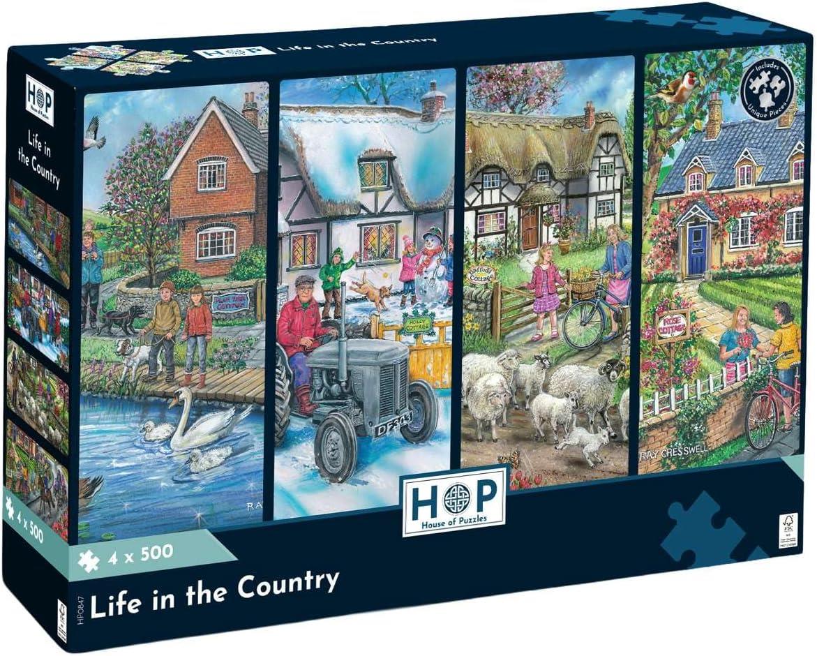 House of Puzzles Life in the Country Jigsaw Puzzles (4 x 500 Pieces)