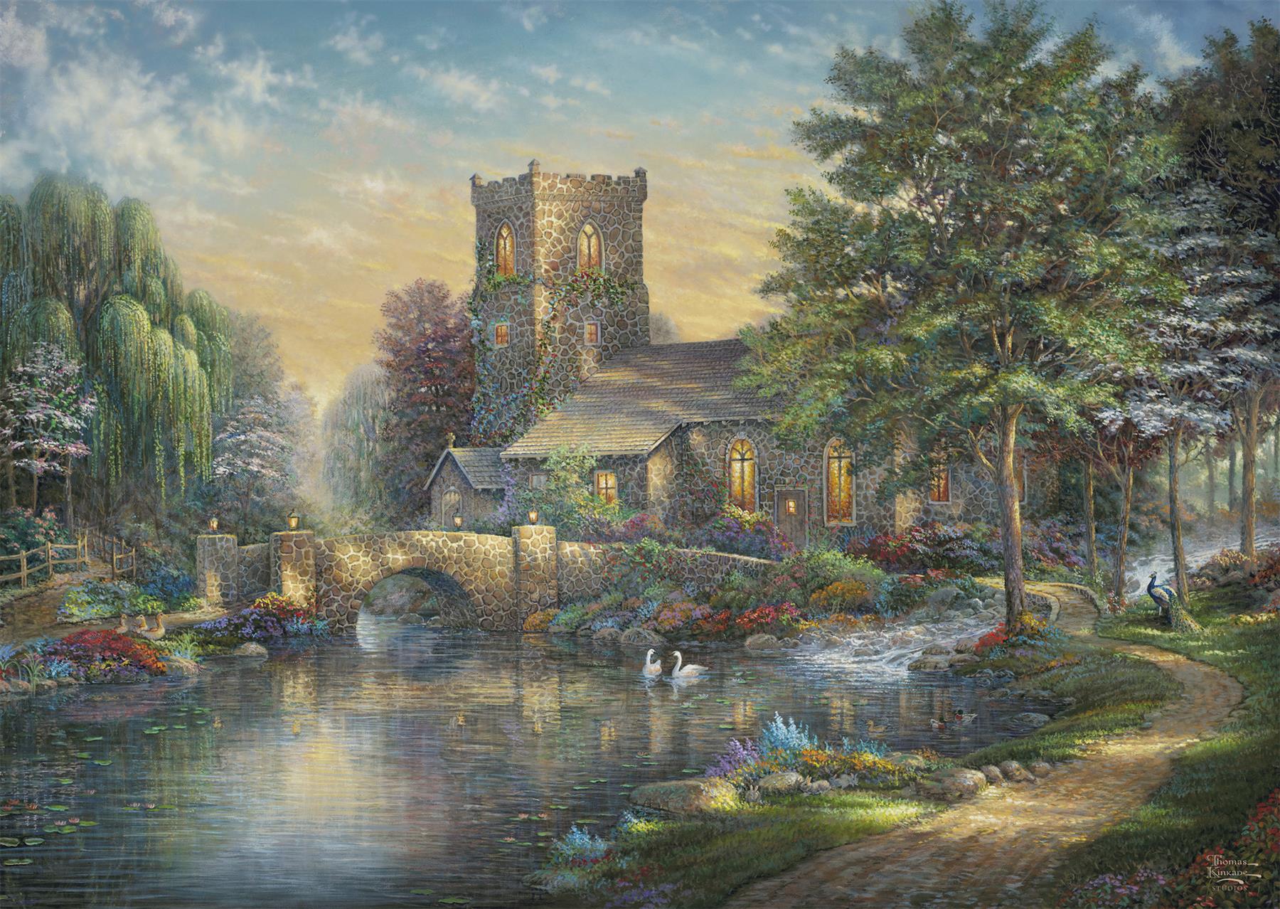 Schmidt Thomas Kinkade: Willow Wood Chapel Jigsaw Puzzle (1000 Pieces) DAMAGED BOX