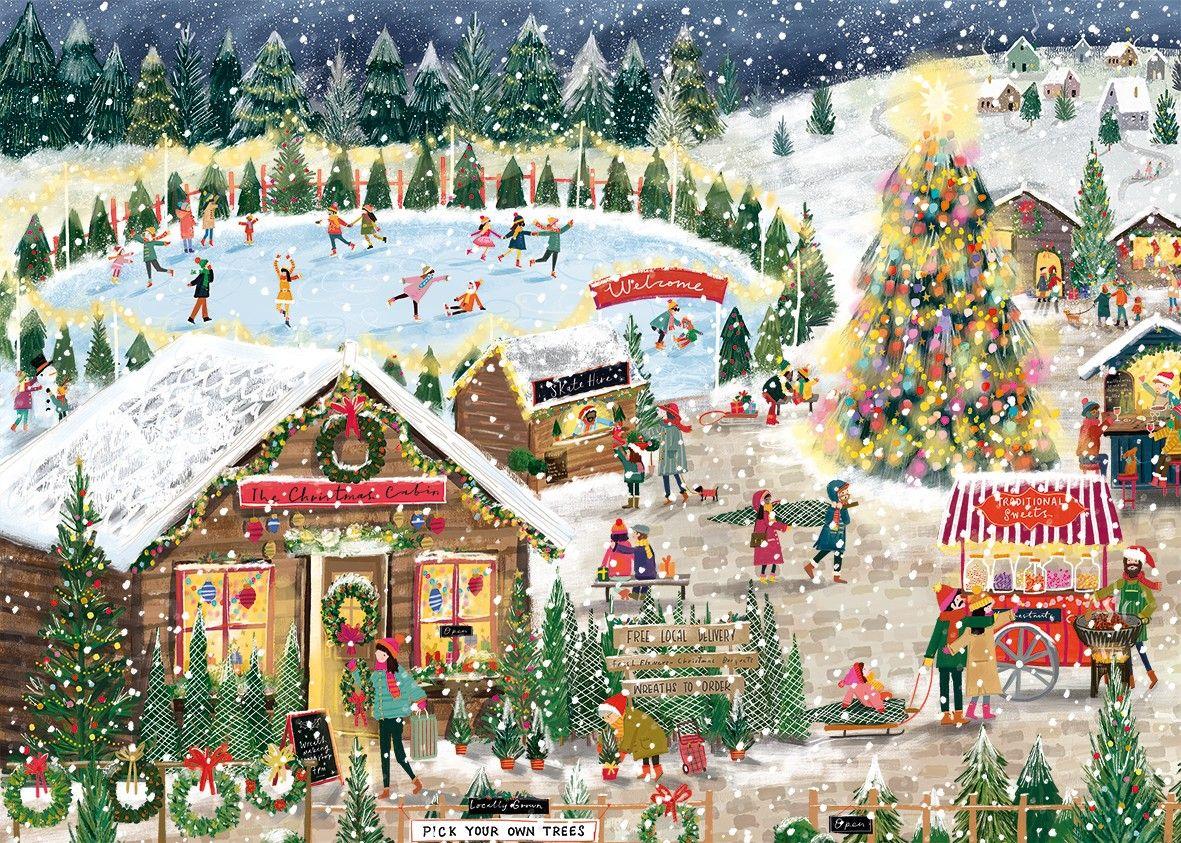Falcon Deluxe Winter Village Jigsaw Puzzle (1000 Pieces)