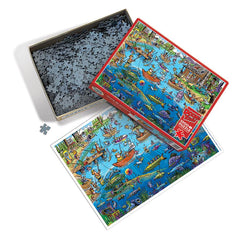 Cobble Hill Doodletown: Gone Fishing Jigsaw Puzzle (1000 Pieces)