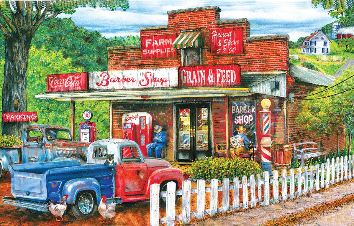 Sunsout Saturday Morning at the Shop, Tom Wood Jigsaw Puzzle (1000 Pieces)