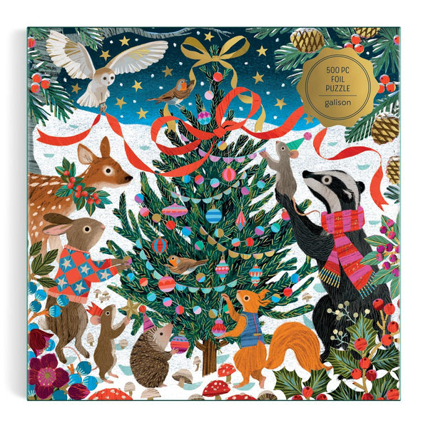 Galison Woodland Merrymakers, Victoria Ball Foil Jigsaw Puzzle (500 Pieces)