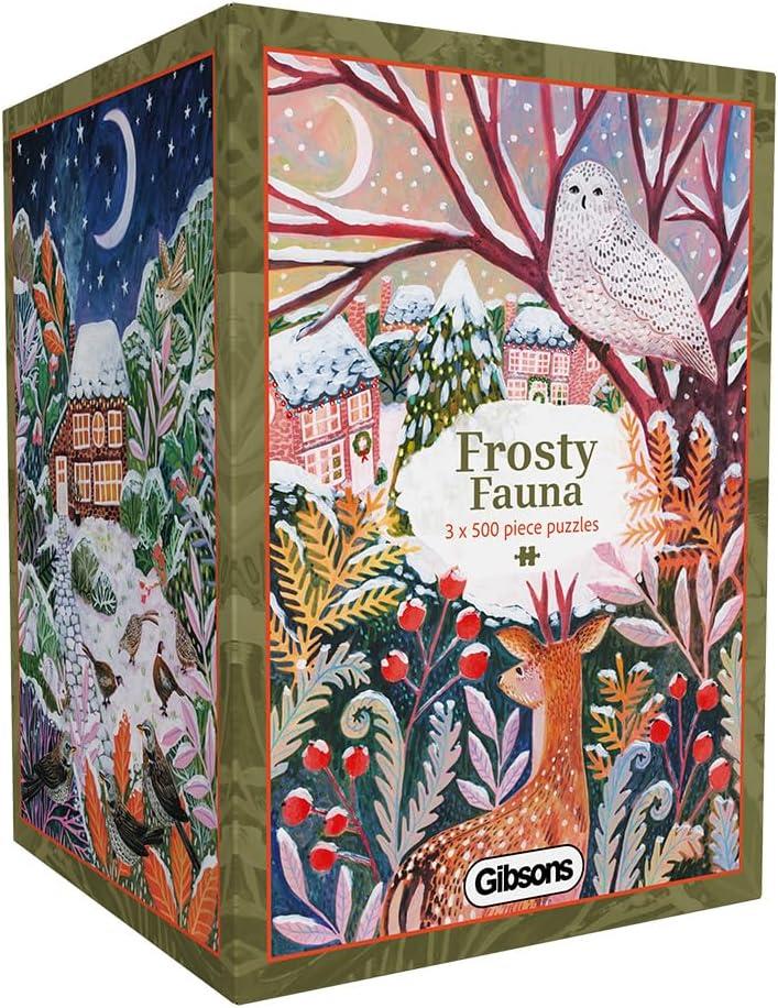 Gibsons Frosty Fauna Jigsaw Puzzles in Gift Box (3 x 500 Pieces)