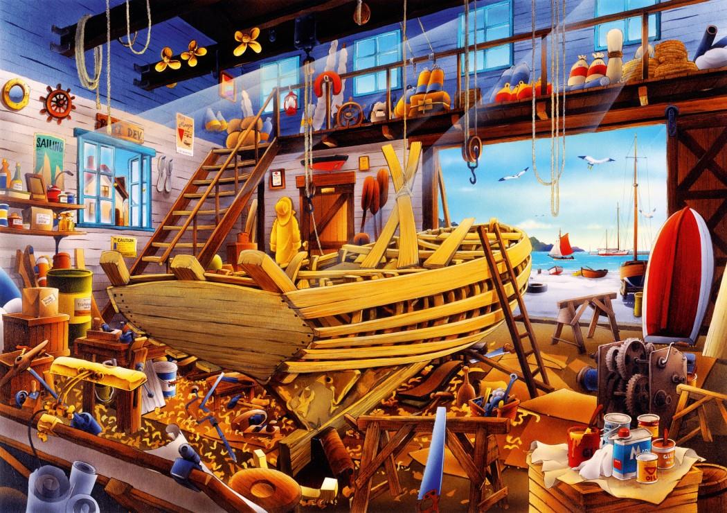 Bluebird Boat Yard Jigsaw Puzzle (1000 Pieces)