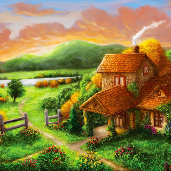 Enjoy Cottage at Dusk Jigsaw Puzzle (1000 Pieces)