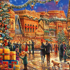 Bluebird Christmas at the Town Square Jigsaw Puzzle (1000 Pieces)
