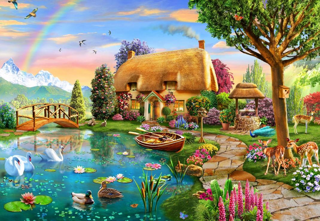 Bluebird Lakeside Cottage Jigsaw Puzzle (1000 Pieces)