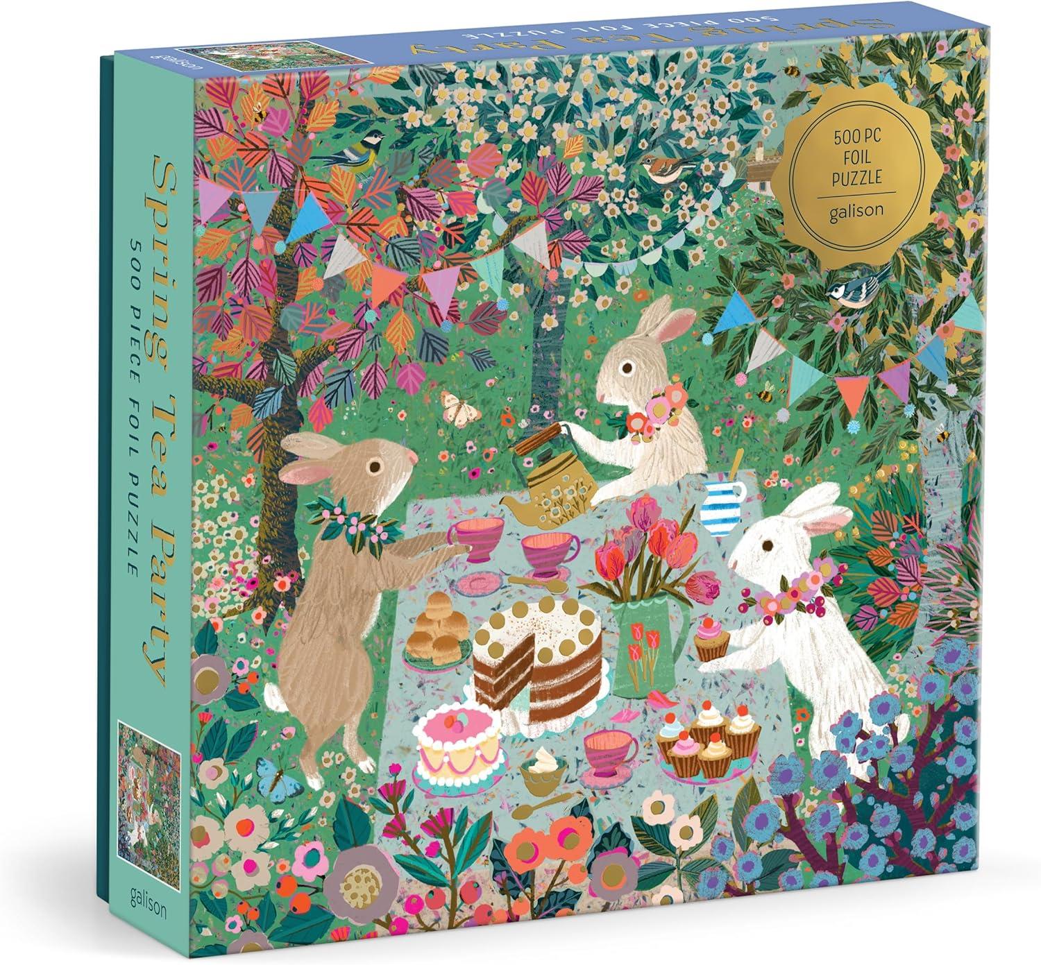 Galison Spring Tea Party Foil Jigsaw Puzzle (500 Pieces)